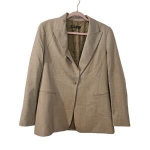 Lafayette 148 New York Wool Blazer Womens Size 10‎ Brown Single Button